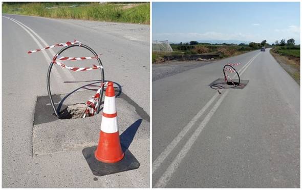 Καθίζηση οδοστρώματος στον δρόμο Σχοινά - Νεοχωρίου