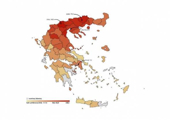 Κοροναϊός : Πόσοι είναι οι νεκροί ανά περιφέρεια – Αποδεκατισμένη η Βόρεια Ελλάδα