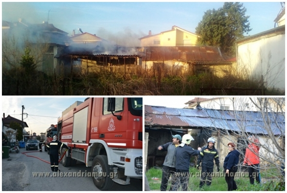 Φωτιά σε παλιά αποθήκη στο Πλατύ Ημαθίας