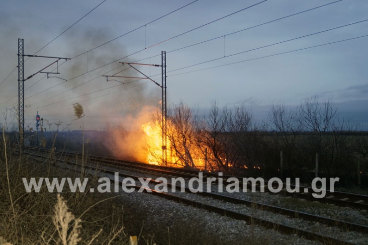 Φωτιά σε αγροτική περιοχή του Πλατέος δίπλα στις γραμμές του ΟΣΕ