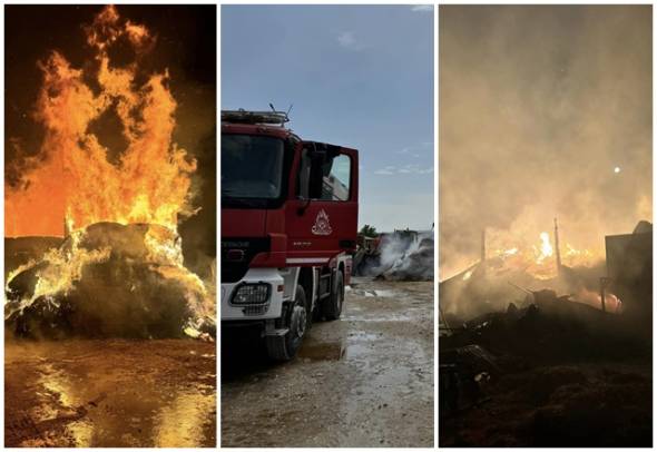 Κάηκε ολοσχερώς η αποθήκη ζωοτροφών του Απόστολου Λουκανόπουλου, προέδρου του Αγροτικού Συνεταιρισμού Μελίκης